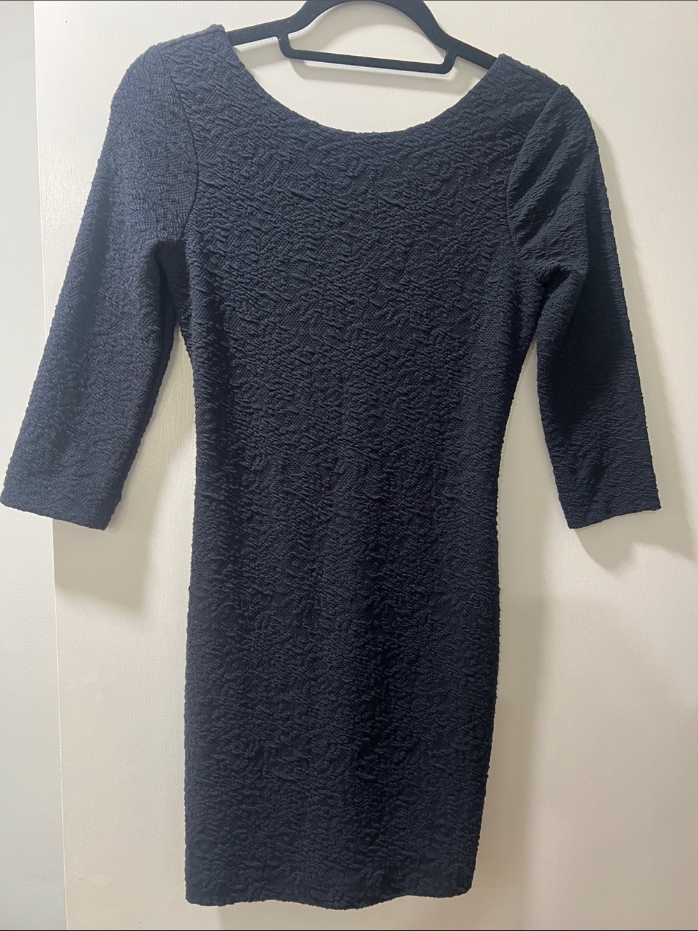 A/X Armani Exchange Black Textured Long-Sleeve Sheath Dress